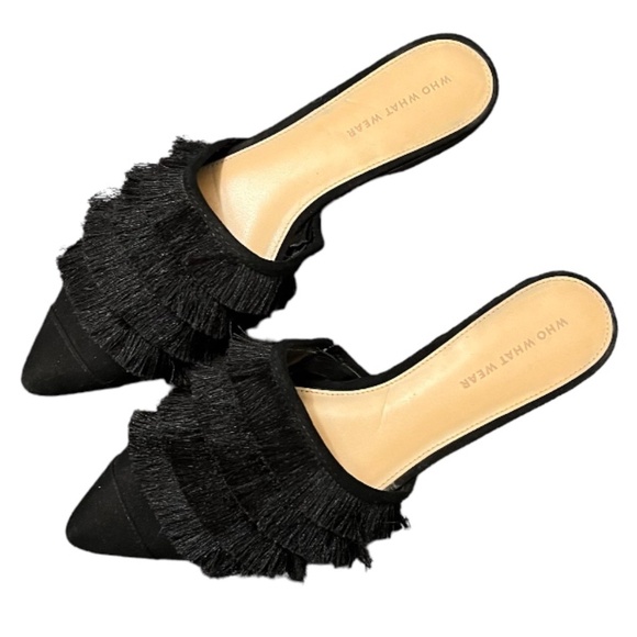 Black fringe slip on mules size 10 - Picture 4 of 7
